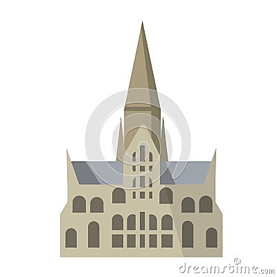 Salisbury Cathedral of virgin Mary. Gothic Church in England. Anglican religious building Vector Illustration