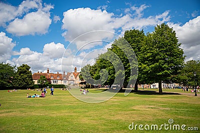 Distinctive old houses which adjoin Cathedral Close in Salisbury, Wiltshire, England Editorial Stock Photo