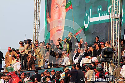 Salman Ahmed performing at PTI Rally Editorial Stock Photo