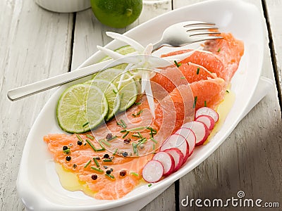 Salmon carpaccio Stock Photo