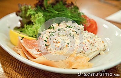 Salmon and caviar cream Stock Photo