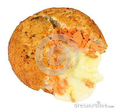 Salmon And Cheese Filled Fish Cake Stock Photo