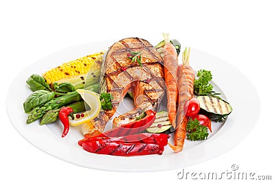 Salmon Dinner Stock Photo
