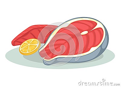 Salmon fillet or tuna steak Vector Illustration