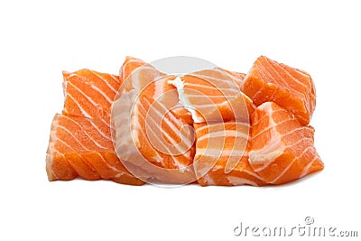 Salmon fish health food and seafood isolated on white background Stock Photo