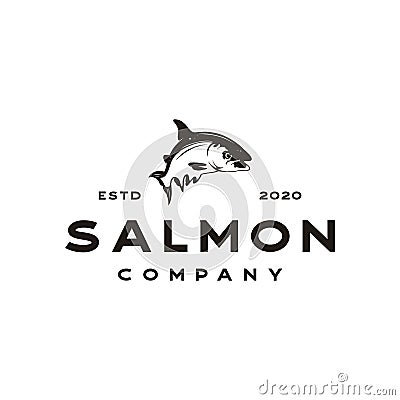 Salmon fish seafood Silhouette logo design Vector Illustration
