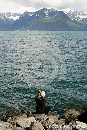 Salmon fishing Stock Photo