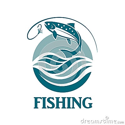 Salmon fishing emblem Vector Illustration