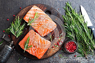 Salmon. Fresh salmon fish. Raw salmon fish fillet Stock Photo