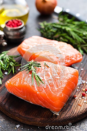 Salmon. Fresh salmon fish. Raw salmon fish fillet Stock Photo