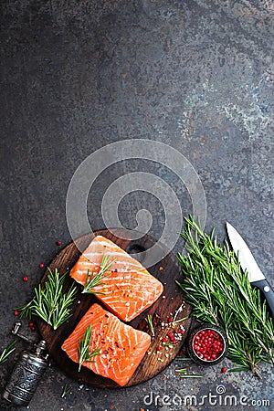 Salmon. Fresh salmon fish. Raw salmon fish fillet Stock Photo