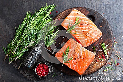 Salmon. Fresh salmon fish. Raw salmon fish fillet Stock Photo