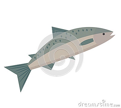 Salmon icon flat style. Saltwater fish isolated on white background. Vector illustration, clip art. Vector Illustration