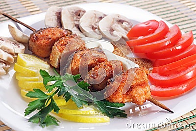 Salmon kebab Stock Photo