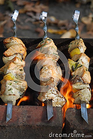 Salmon kebabs Stock Photo