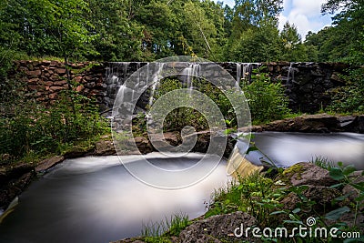 Salmon ladder in south Sweden on a cloudy autumn day Stock Photo