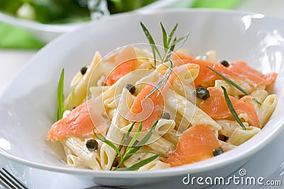 Salmon Pasta Stock Photo