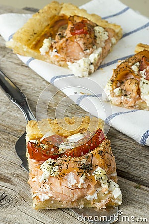 Salmon pizza Stock Photo