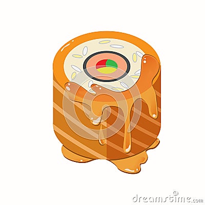 Salmon Roll Cake Vector Illustration