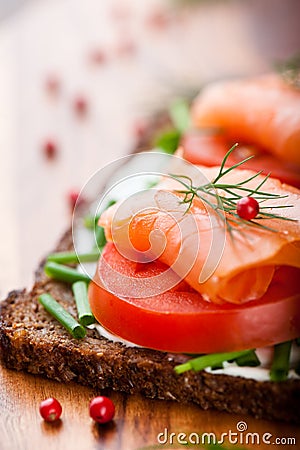 Salmon Sandwich Stock Photo