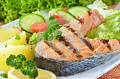 Salmon steak Stock Photo