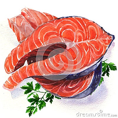 Salmon steak red fish Stock Photo