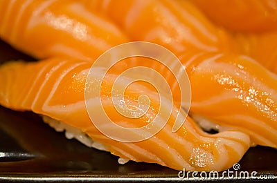Salmon Sushi closeup Stock Photo