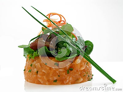 Salmon tartar with salad 2 Stock Photo