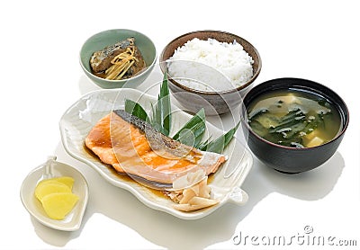 Salmon Teriyaki Set Stock Photo