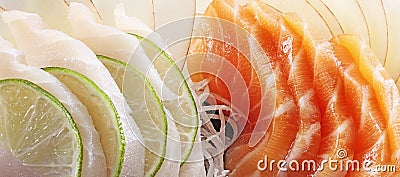 salmon and white fish sashimi Stock Photo