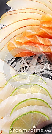 Salmon and White Fish Sashimi Sushi Stock Photo
