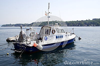 Schip of the voluntary diving team at Lake Garda Editorial Stock Photo