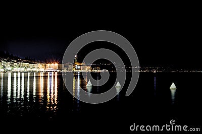 Salo on Lake Garda Italy at night Stock Photo