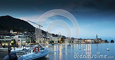 Salo on Lake Garda Italy at night Editorial Stock Photo