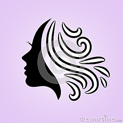 Salon Hair and beauty logo template silhouete woman potrait Vector Illustration