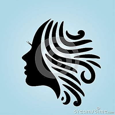 Salon Hair and beauty logo template silhouete woman potrait Vector Illustration