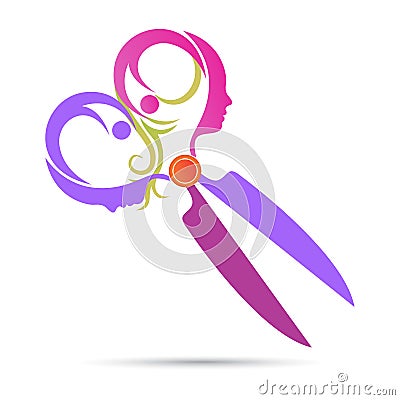 Salon logo scissor haircut style beautician spa tool vector icon design Vector Illustration