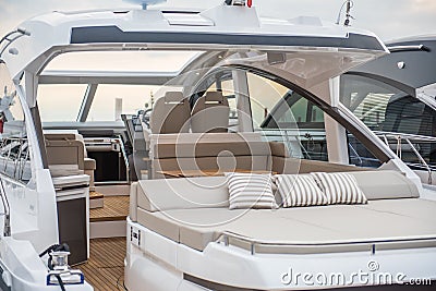 Inside of luxury sport Yacht Stock Photo