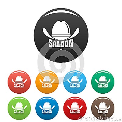 Saloon icons set color Vector Illustration