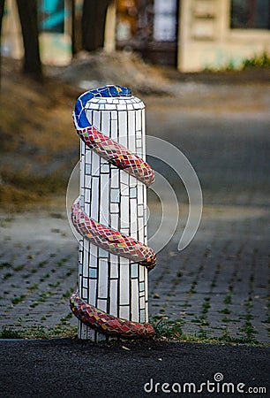 Saloun Villa artistic boundary post Stock Photo