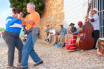 Salsa band in Trinidad. Editorial Stock Photo