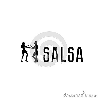 Salsa in the city. Street dancing. Beautiful couple dancing. Vector Illustration