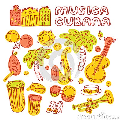 Salsa cuban music and dance illustration with Vector Illustration