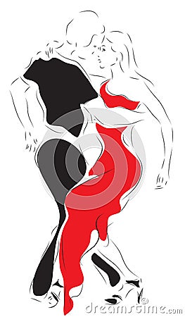 Salsa Dancing Couple. Latino Music Vector Illustration