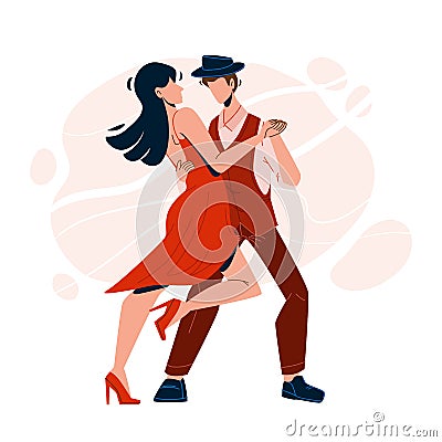 Salsa Dancing Performing Dancers Couple Vector Illustration Vector Illustration