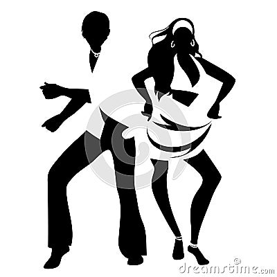 Salsa Party Time. Young couple dancing latin music Vector Illustration