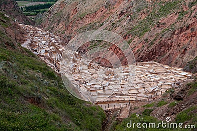 Salt Basins at Maras, Peru Stock Photo