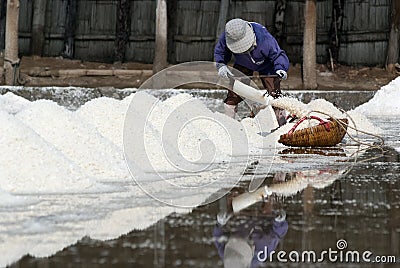 Salt farming in Thailand Editorial Stock Photo