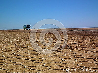 Salt flat polygons in desert Stock Photo