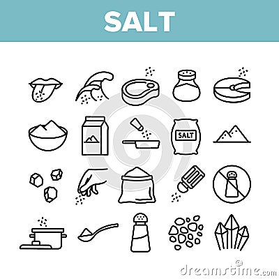 Salt Flavoring Cooking Collection Icons Set Vector Vector Illustration